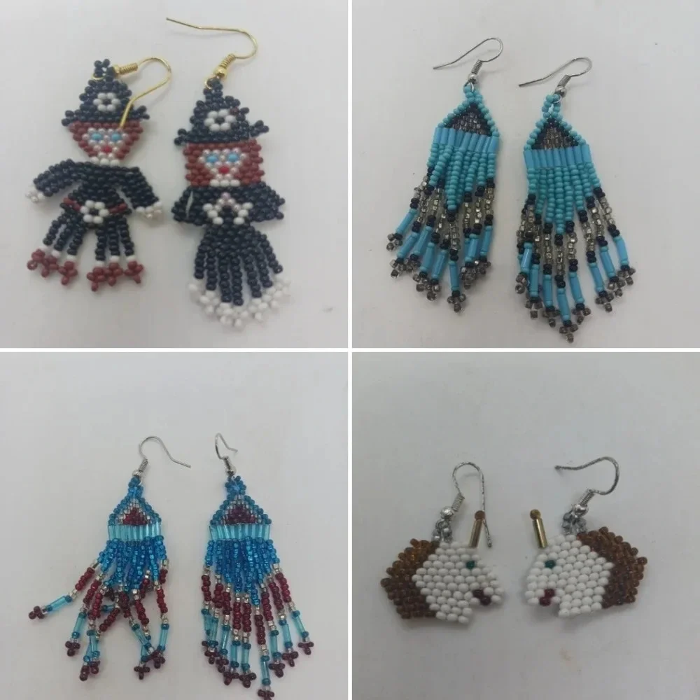 NEW 4 PAIR HANDMADE BEADED ASSORTED EARRINGS